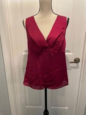Banana Republic V-Neck Satin Dress Blouse in Red Wine Color